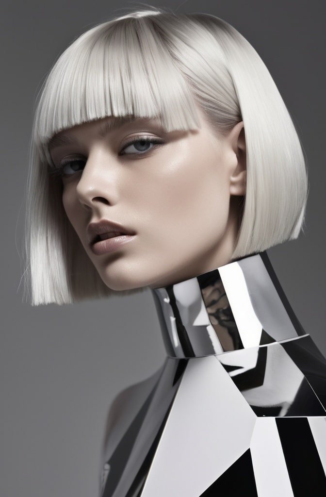Asymmetrical Bob with Geometric Bangs