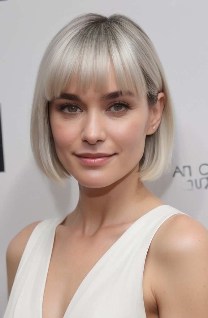 Beveled Lob with Curved Wispy Bangs