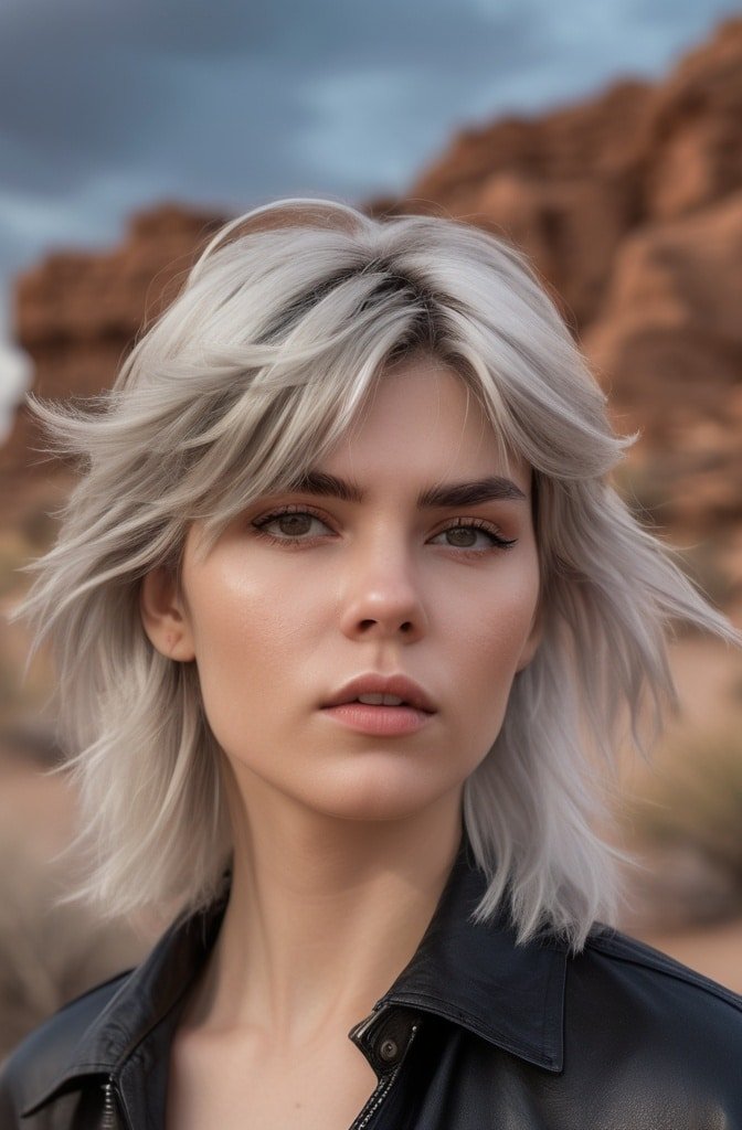 Blended Mullet with Curved Bangs