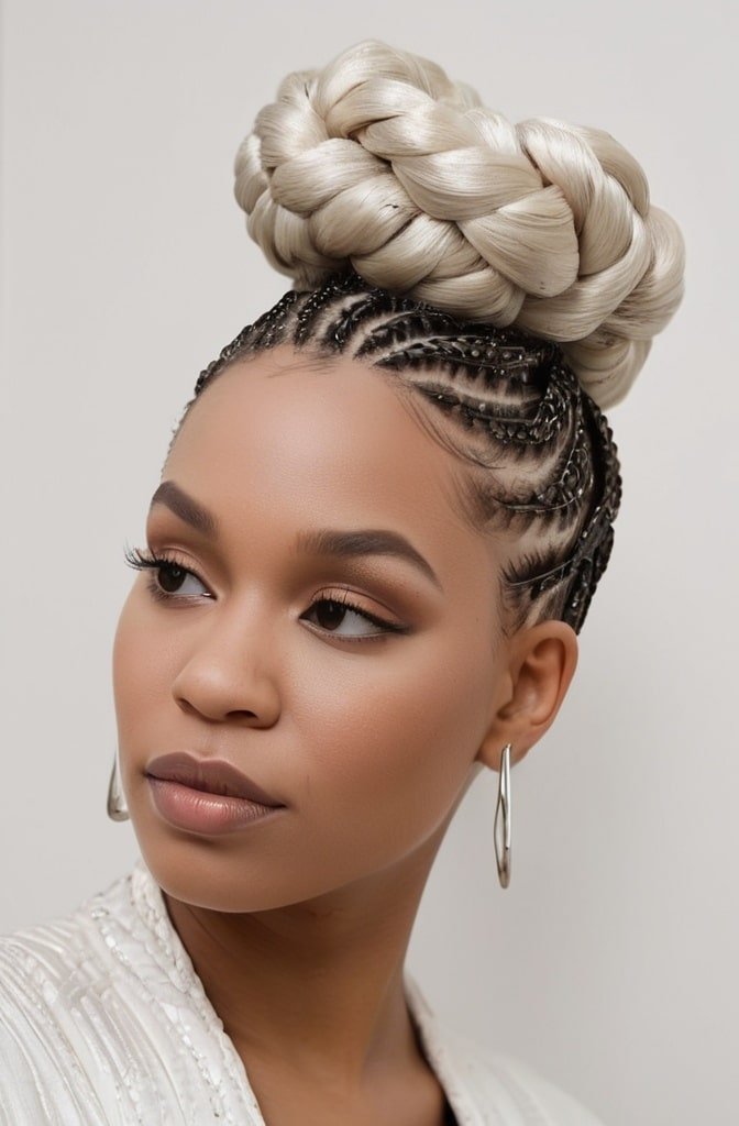 Braided Bun with Box Braids