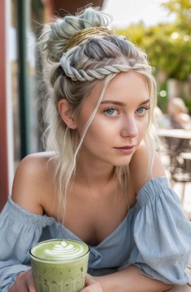 Braided Crown Messy Bun