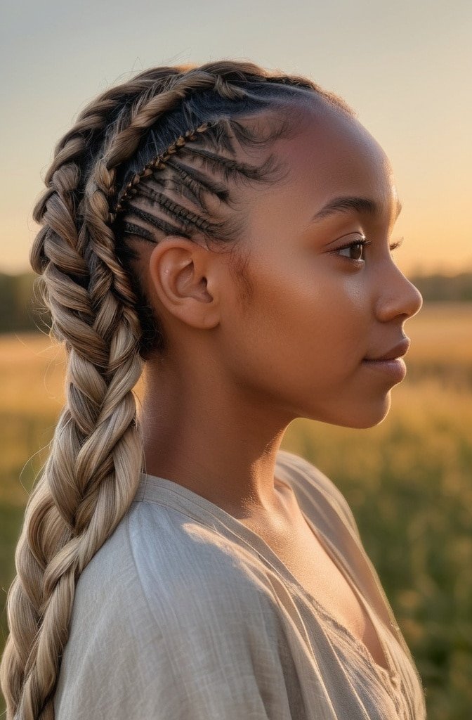 Braided Crown with Box Braids