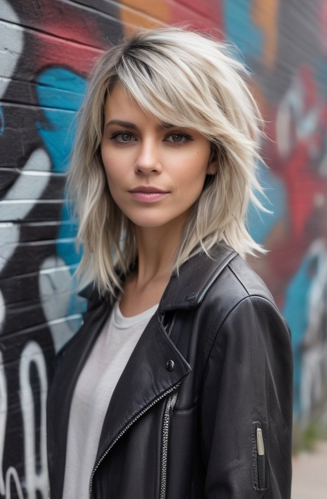 Choppy Mid-Length Shag with Bangs