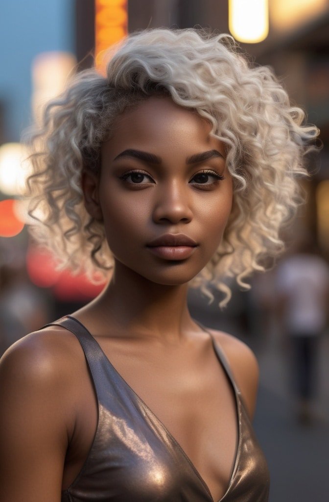Cropped Curls with Hard Part