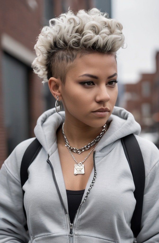 Curly Fauxhawk with Tapered Sides