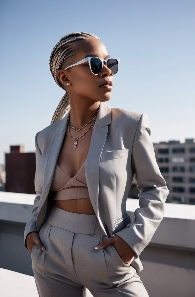 Half-Shaved Box Braids