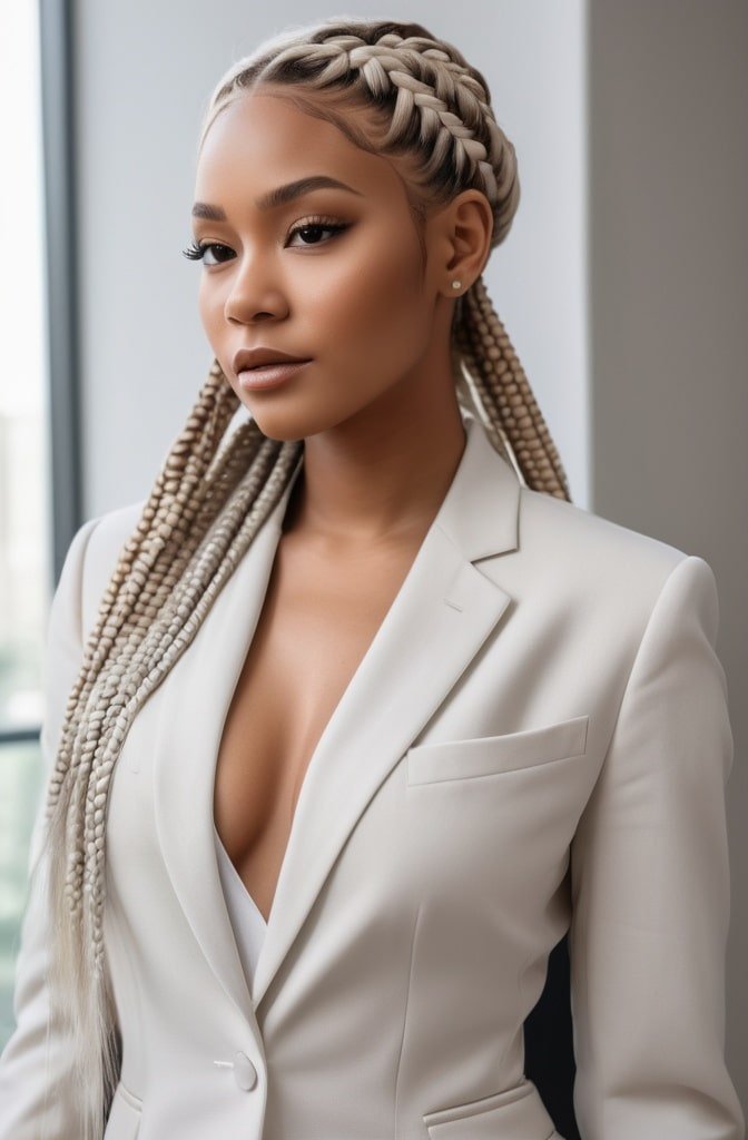 Halo Braid with Box Braids