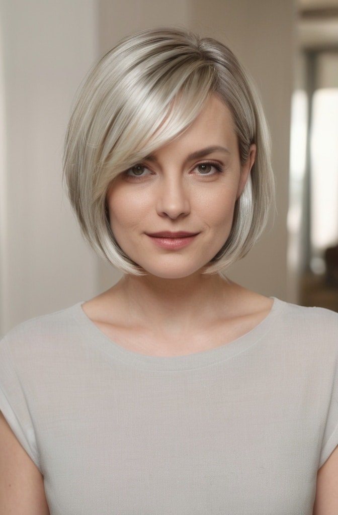 Layered Bob with Side-Swept Bangs