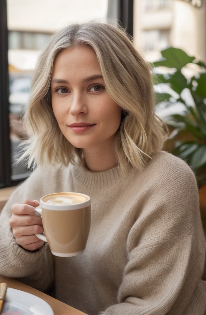 Layered Lob with Curtain Bangs