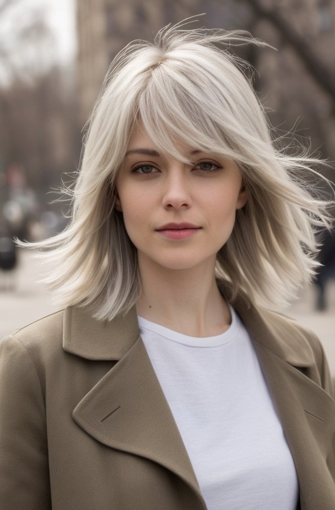 Layered Mid-Length with Wispy Parted Bangs
