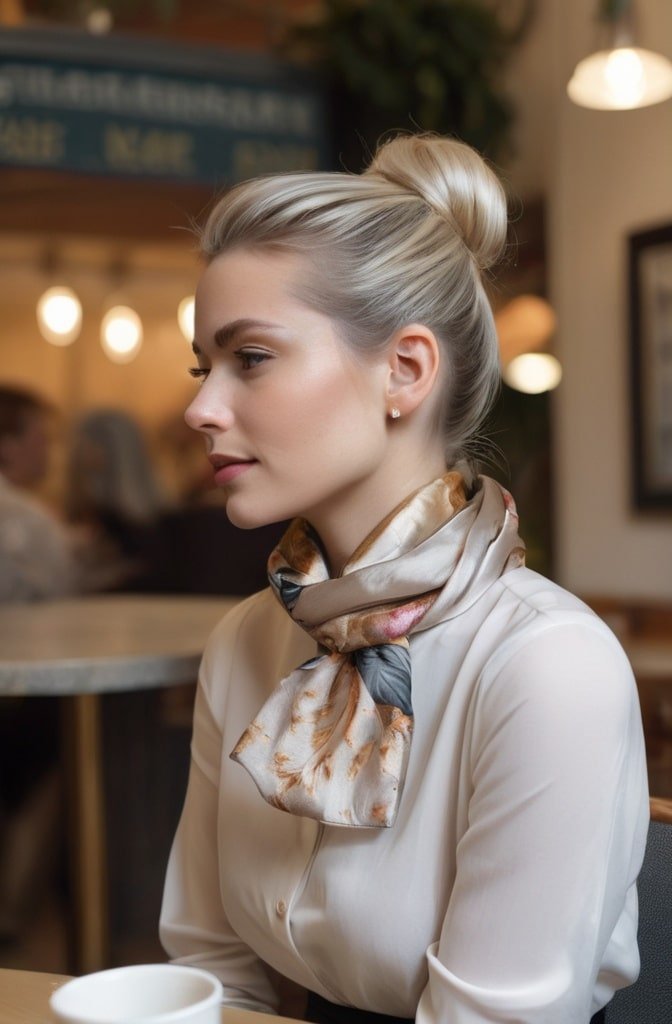 Low Bun with Scarf