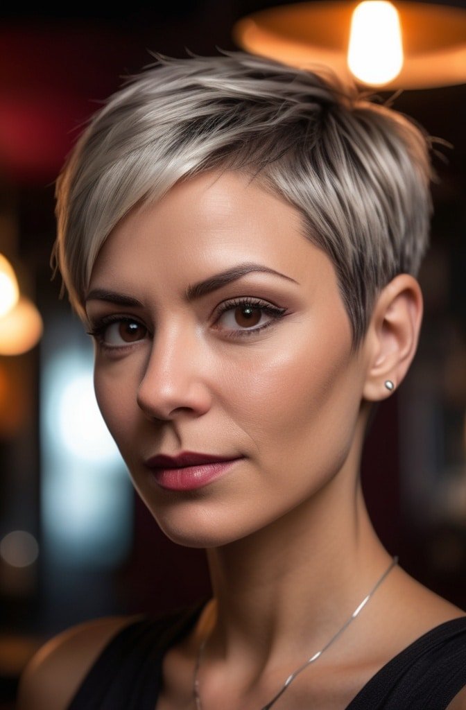 Razor-Cut Pixie with Side-Swept Micro Bangs