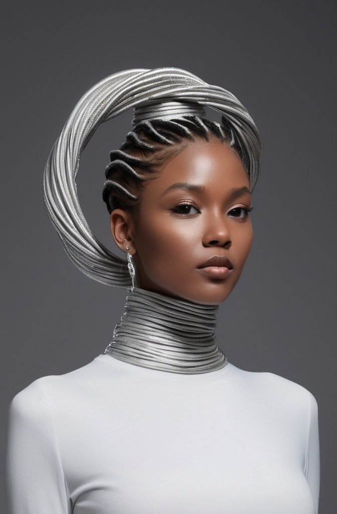 Sculptural Updo with Asymmetrical Elements