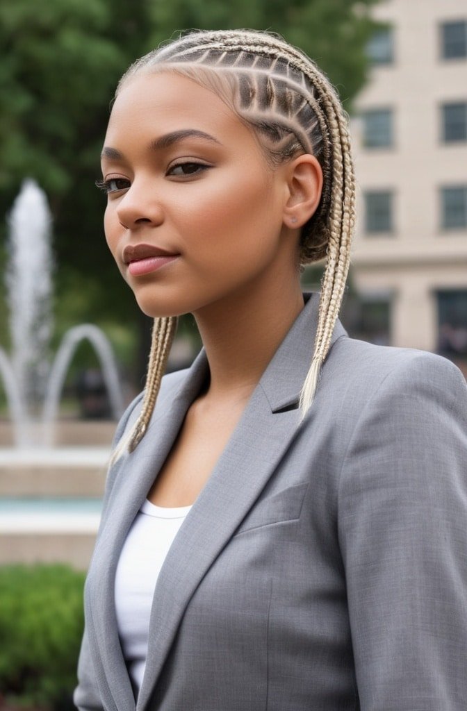 Short Box Braids with Defined Edges