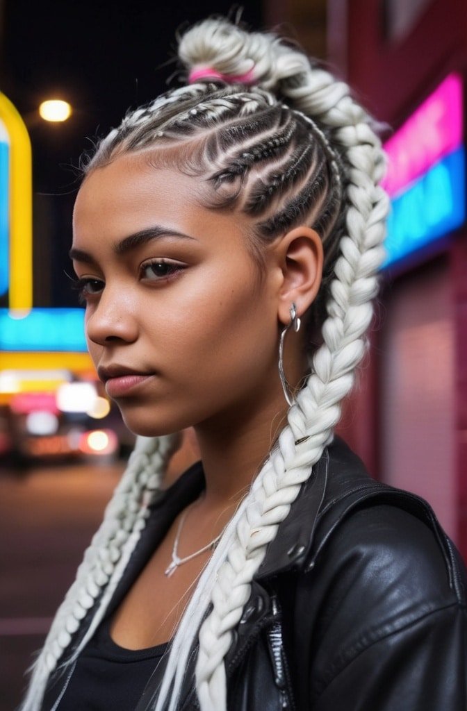 Short Box Braids with Shaved Sides