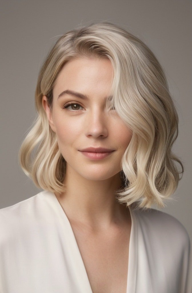 Wavy Bob with Off-Center Part