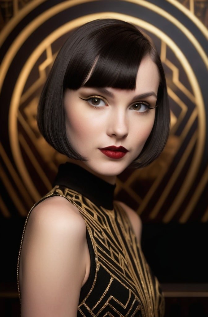 1920s Flapper Bob with Micro Bangs