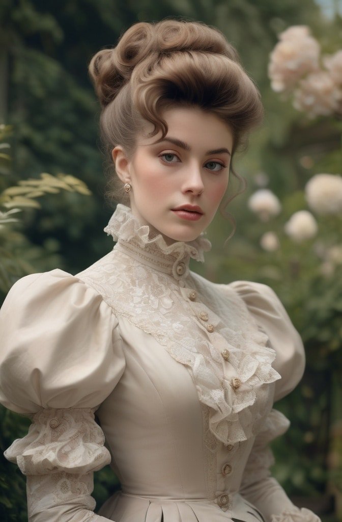 Edwardian Gibson Girl Pompadour Bangs