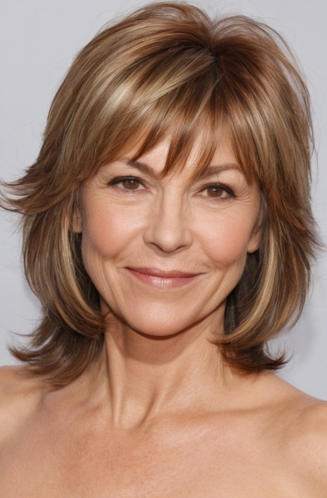Feathered Layers with Side-Swept Bangs