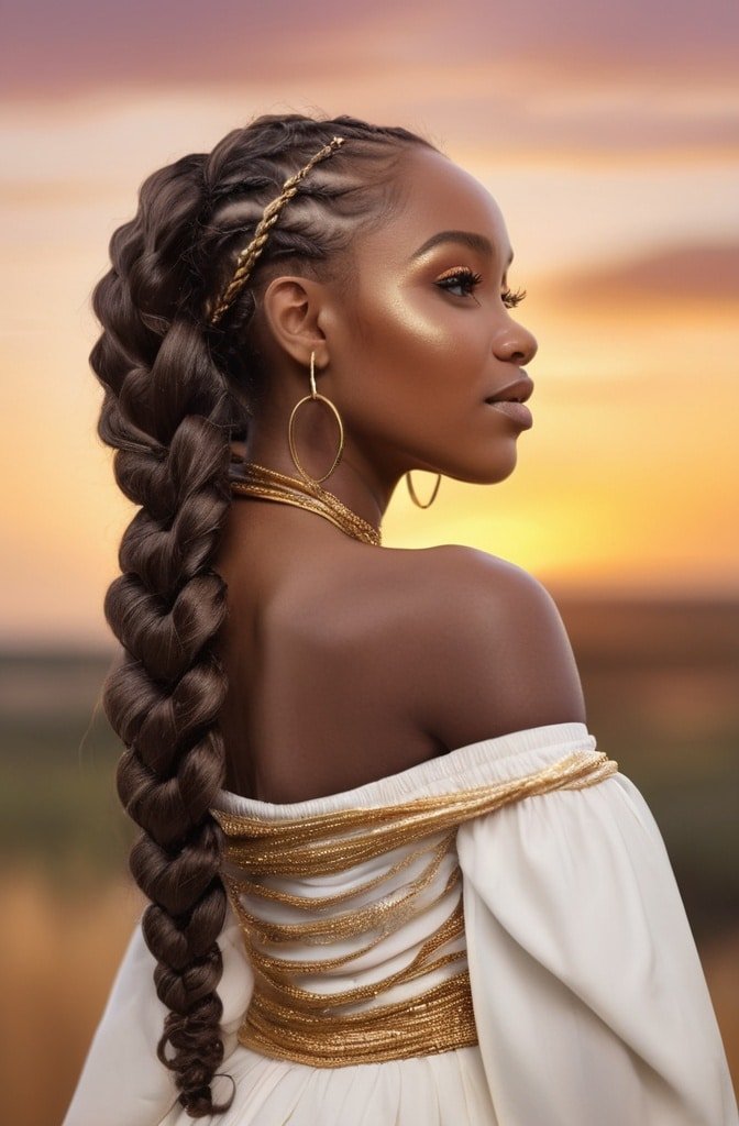Goddess Braids with Curly Ends