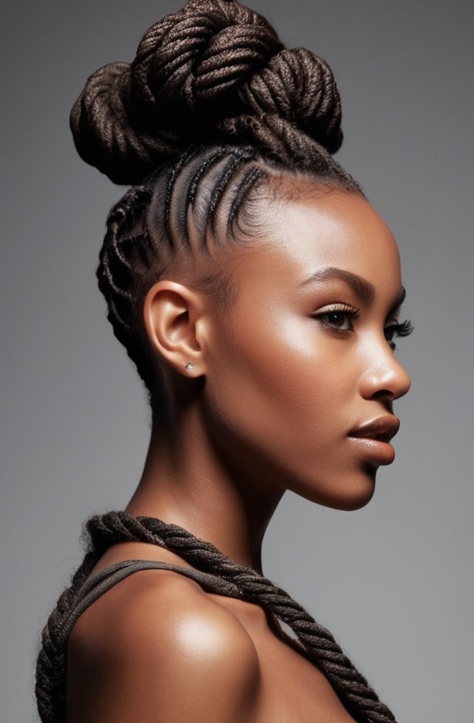 Twisted Topknot with Shaved Sides